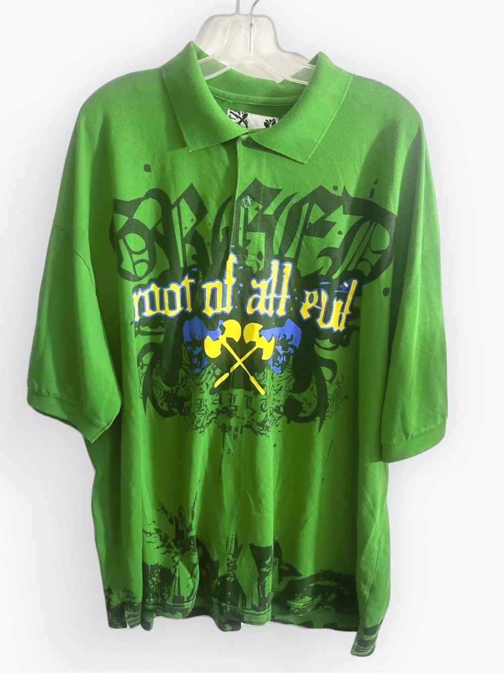 Y2K Oversized Graphic Polo Shirt 4XL Green Streetwear Hip Hop Style Kaalu